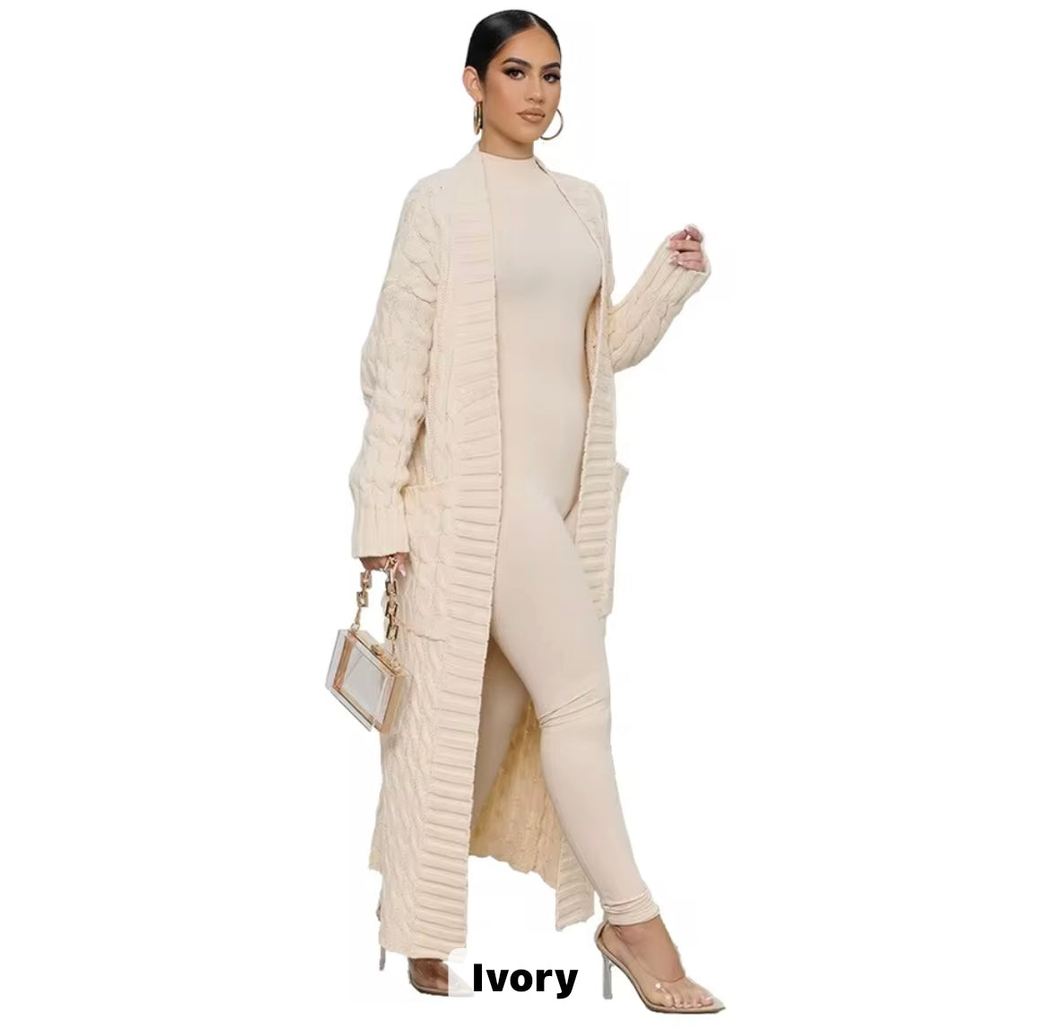 Casual long cardigan knitted sweater