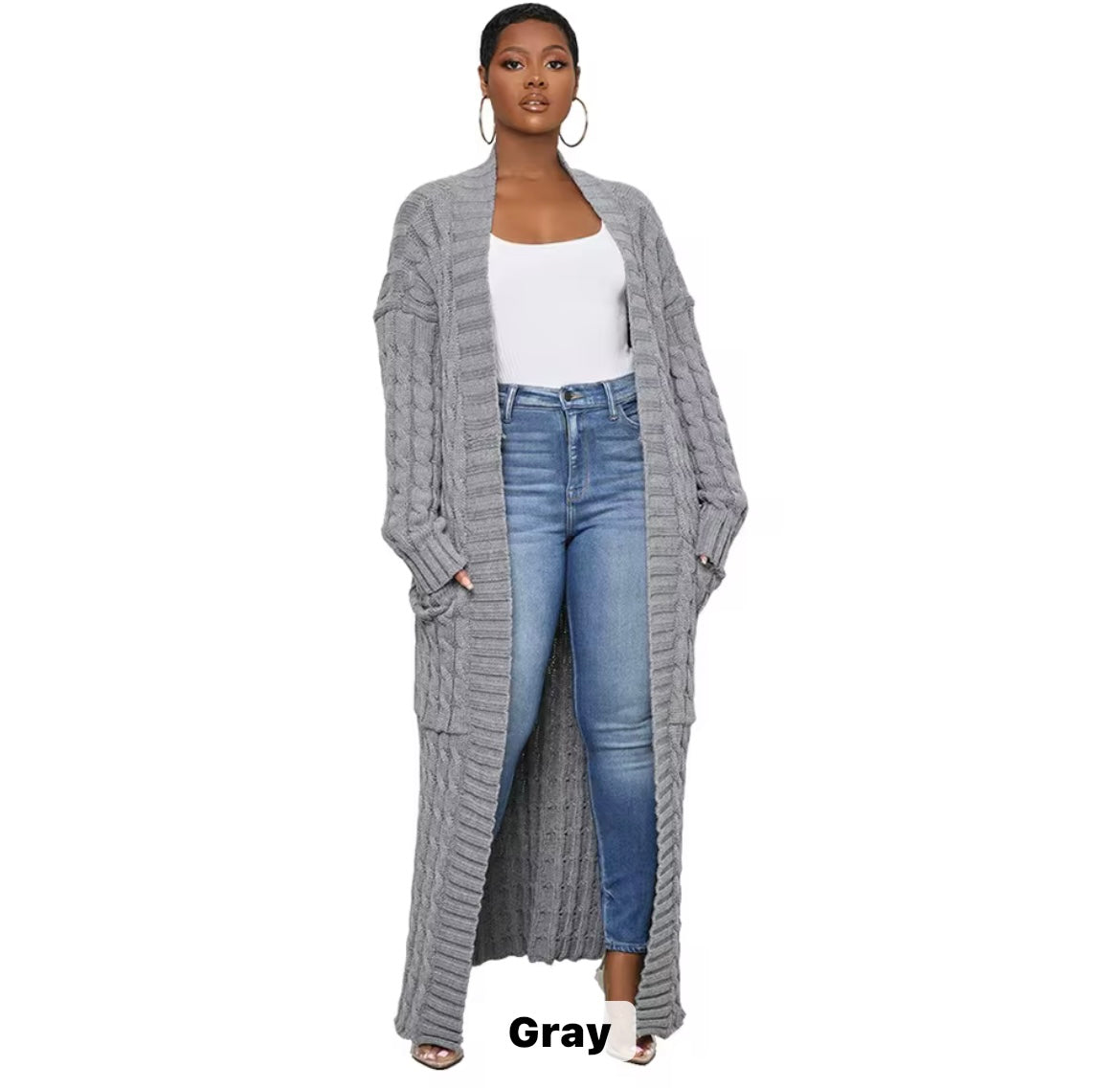 Casual long cardigan knitted sweater