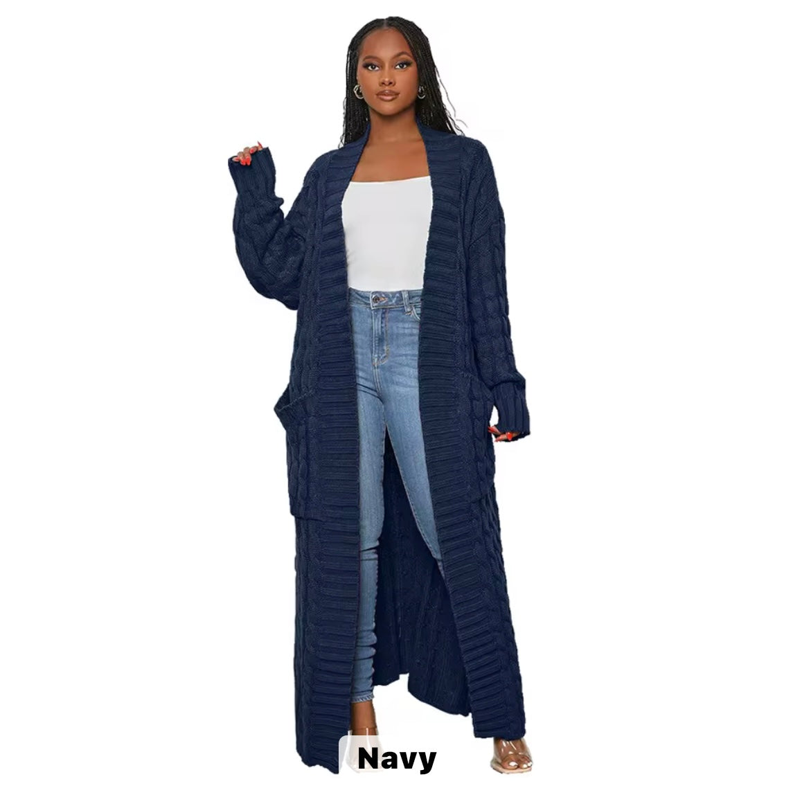 Casual long cardigan knitted sweater