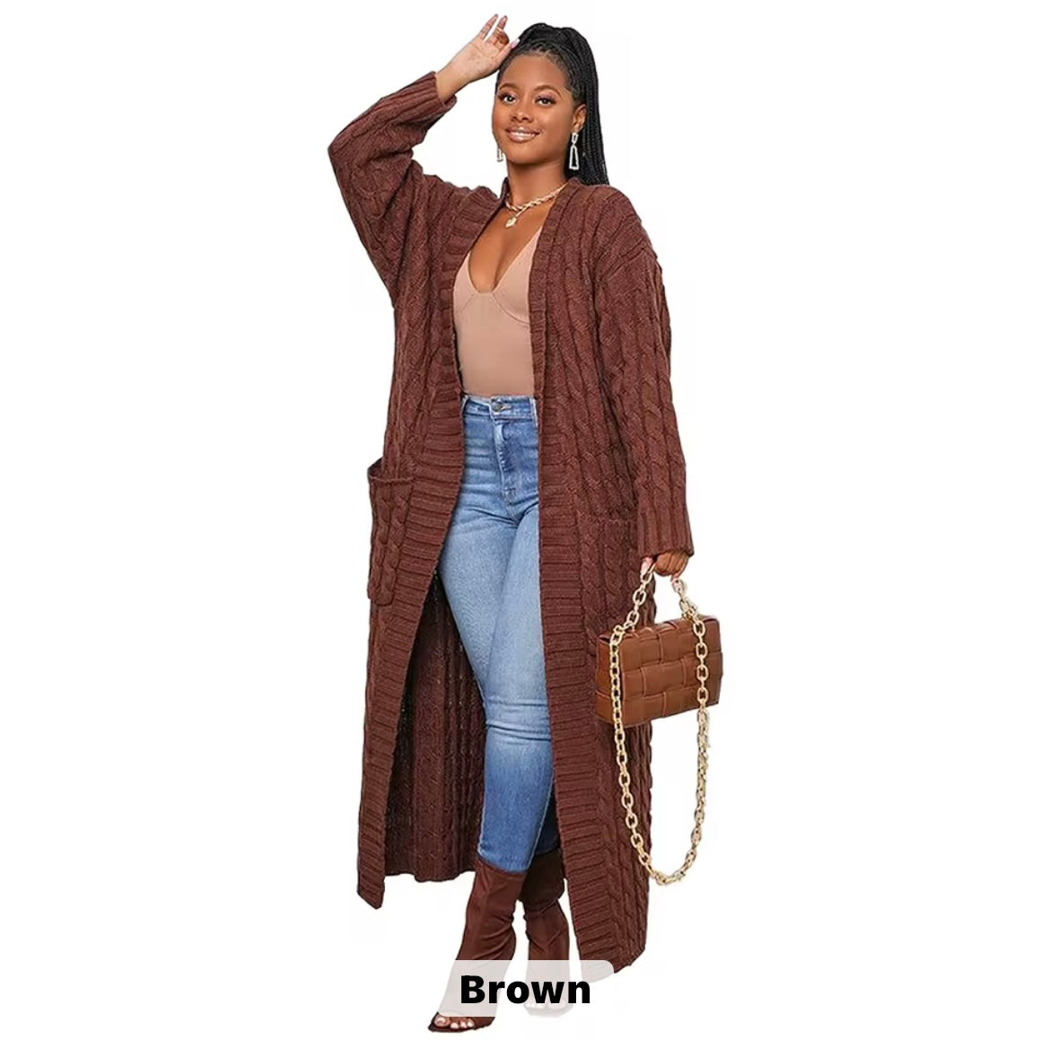 Casual long cardigan knitted sweater