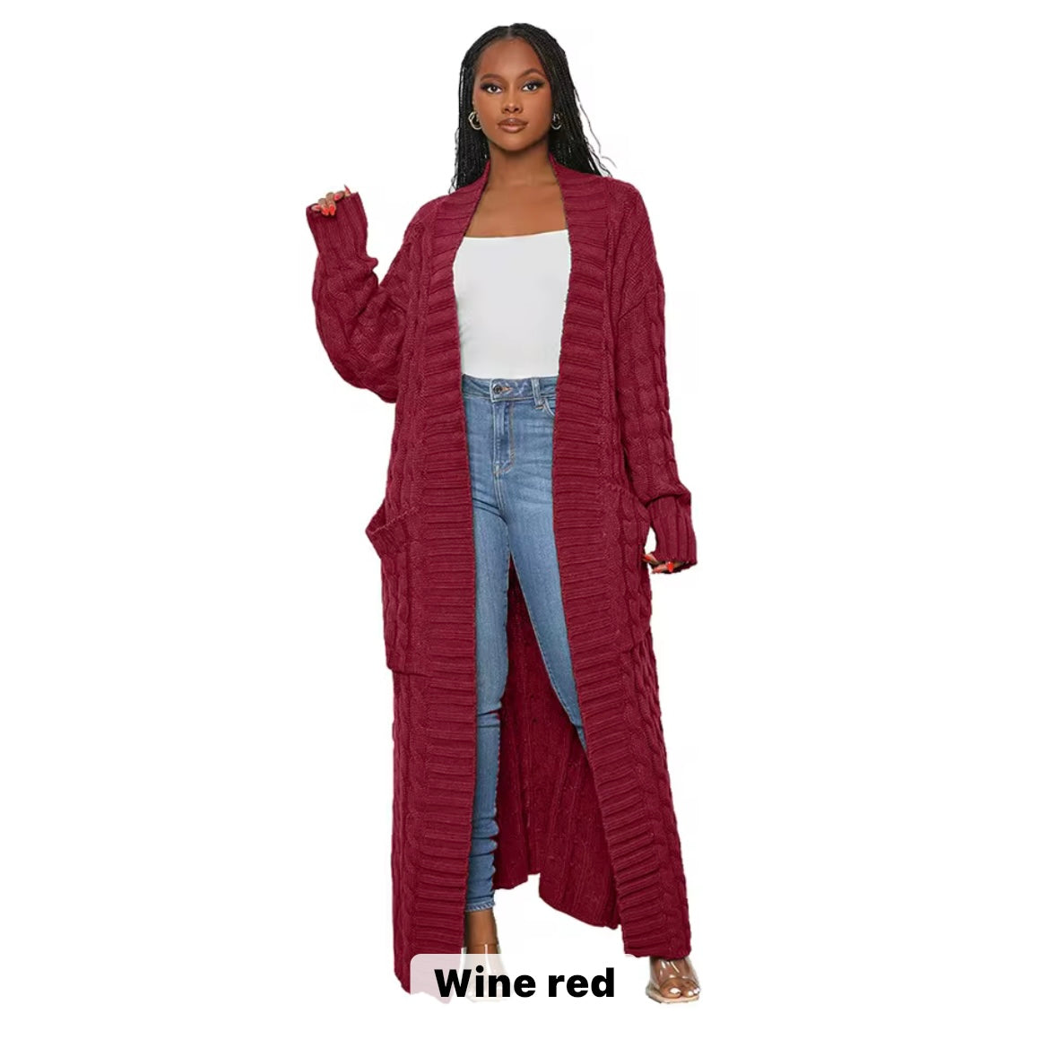 Casual long cardigan knitted sweater