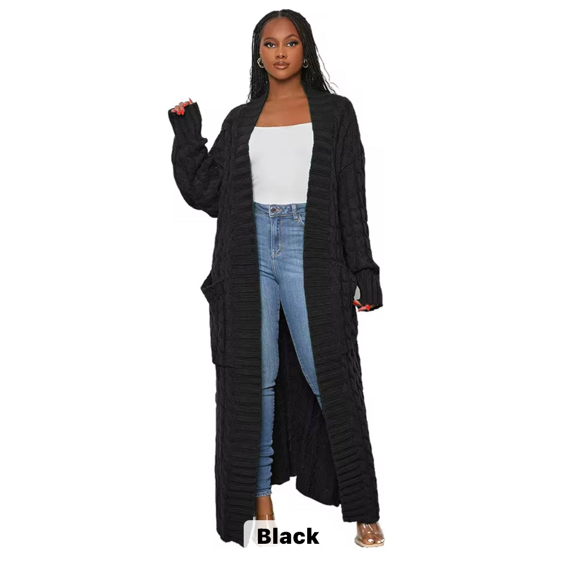 Casual long cardigan knitted sweater