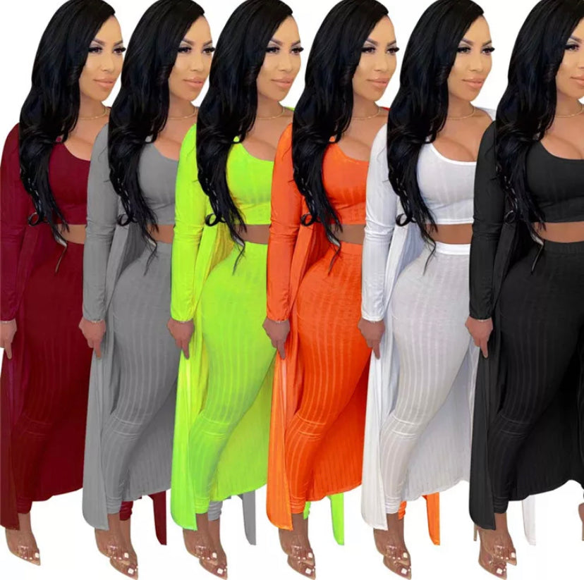 Comfy girl set Tracksuit straight leg color Cardigan Vest