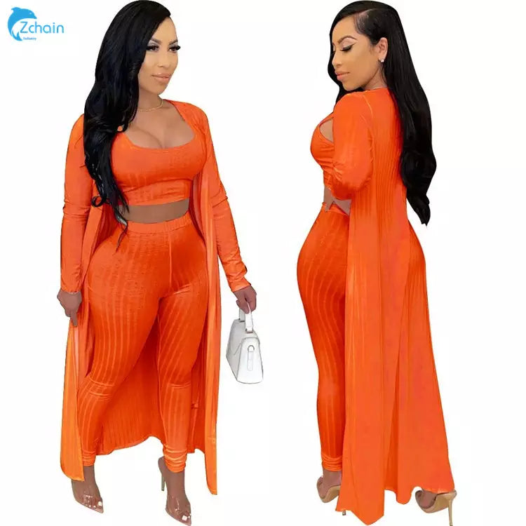 Comfy girl set Tracksuit straight leg color Cardigan Vest