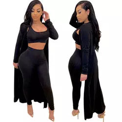 Comfy girl set Tracksuit straight leg color Cardigan Vest