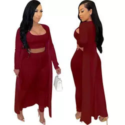 Comfy girl set Tracksuit straight leg color Cardigan Vest